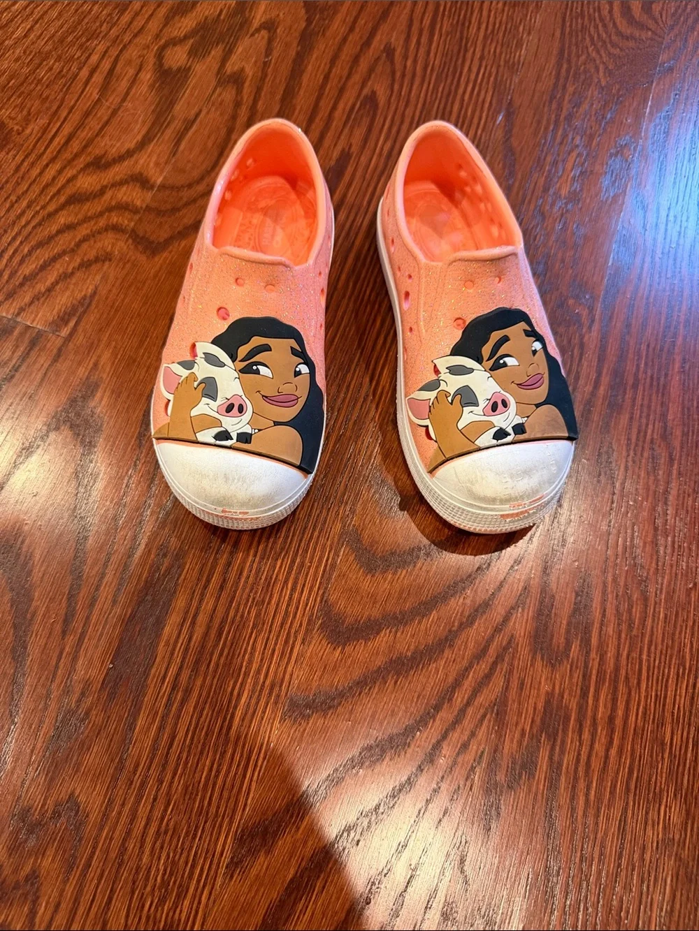 Girl Moana Coral Slip-On Shoes with Character Graphic